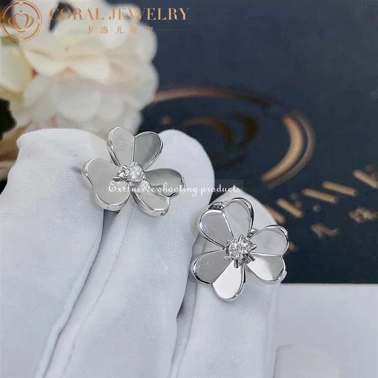 Van Cleef & Arpels VCARD80200 Frivole Earrings Small Model 18k White Gold Diamond Earrings 3