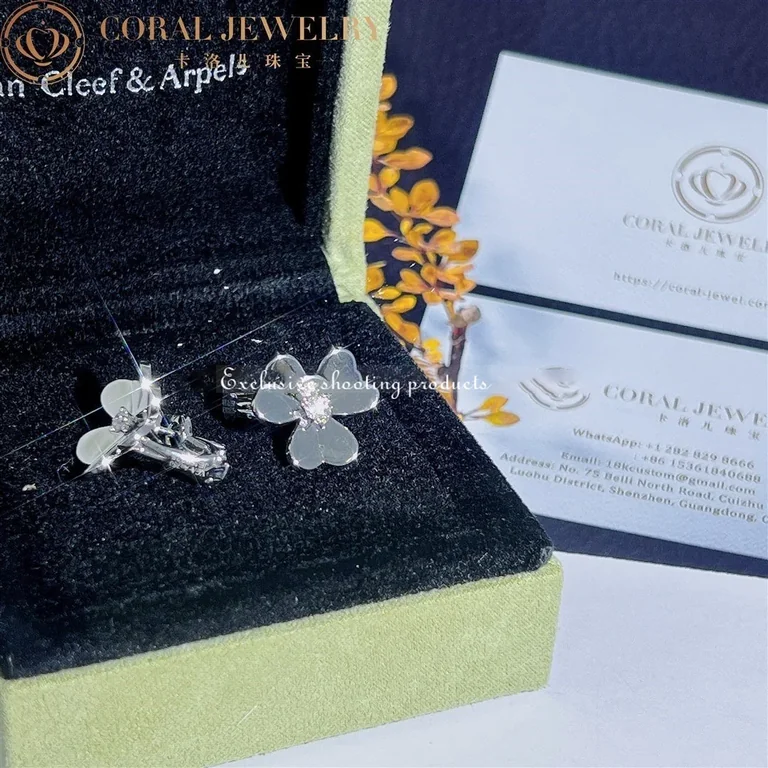 Van Cleef & Arpels VCARD80200 Frivole Earrings Small Model 18k White Gold Diamond Earrings 2