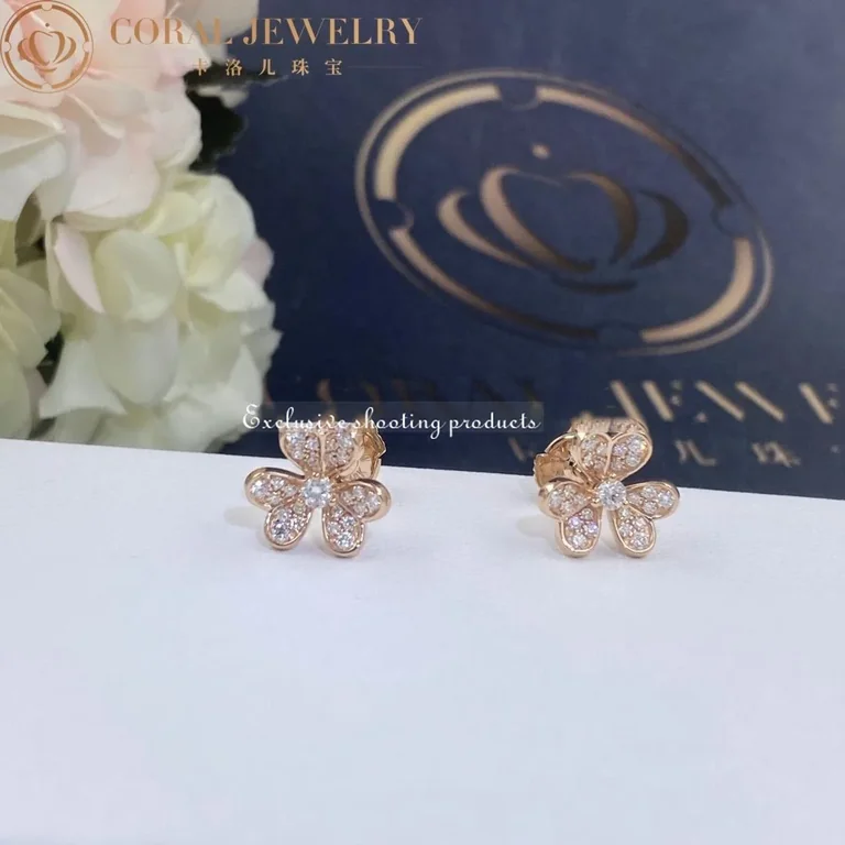 Van Cleef & Arpels VCARP7RJ00 Frivole earrings mini model Rose gold Diamond earrings 7