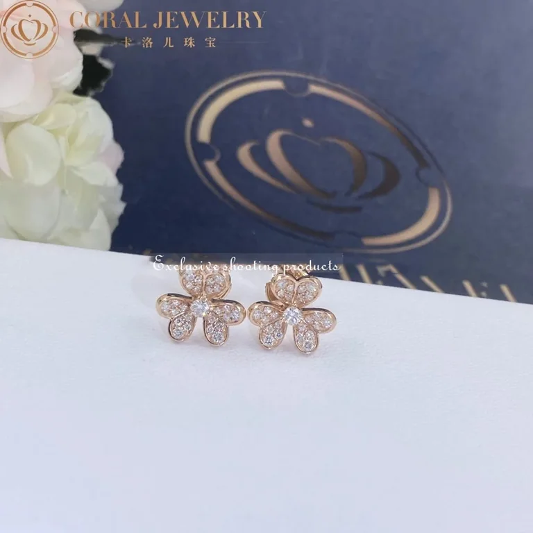 Van Cleef & Arpels VCARP7RJ00 Frivole earrings mini model Rose gold Diamond earrings 4