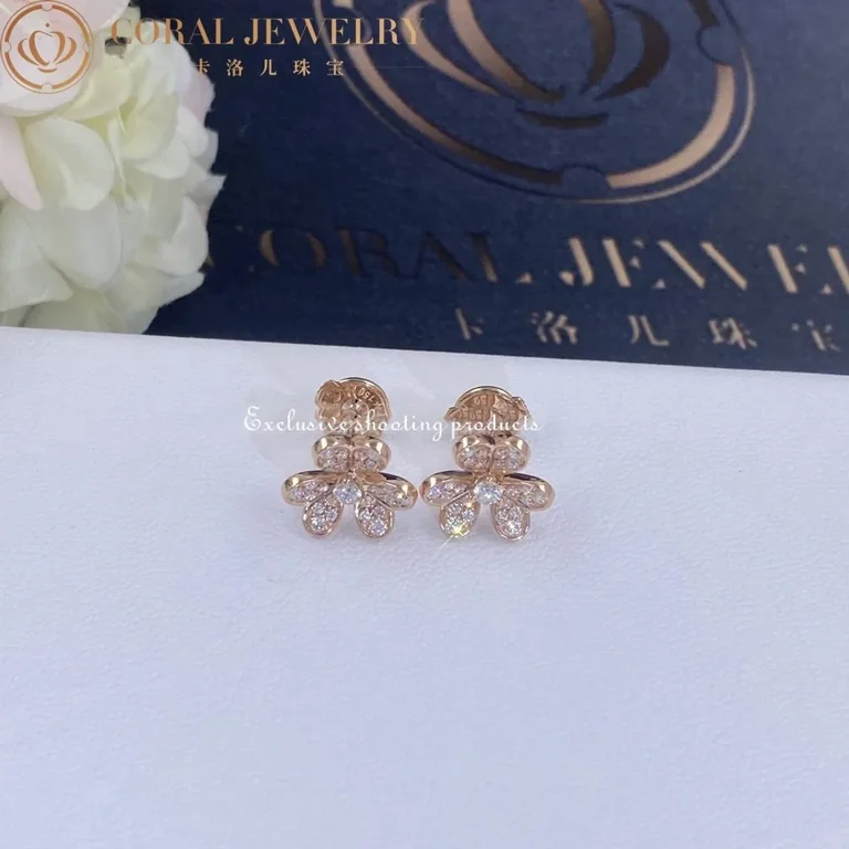 Van Cleef & Arpels VCARP7RJ00 Frivole earrings mini model Rose gold Diamond earrings 3