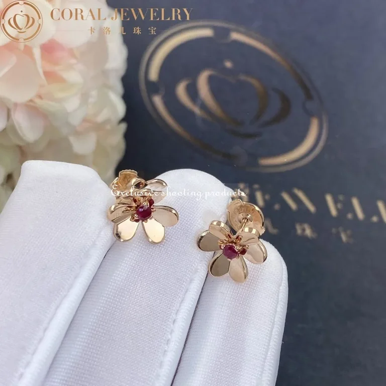 Van Cleef & Arpels VCARP7SA00 Frivole earrings mini model Rose gold Ruby earrings 5