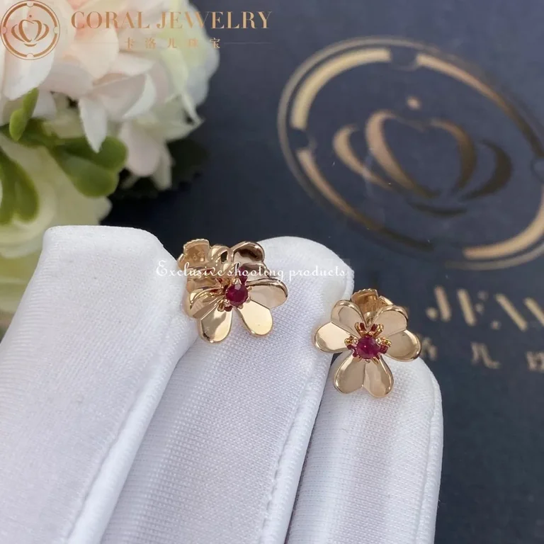 Van Cleef & Arpels VCARP7SA00 Frivole earrings mini model Rose gold Ruby earrings 2