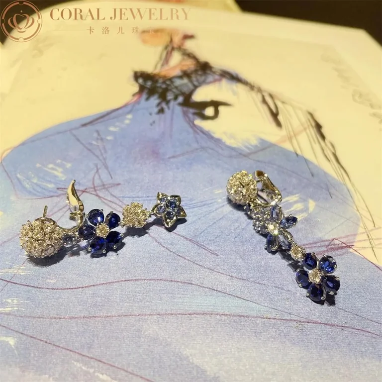 Van Cleef & Arpels VCARP05G00 Folie des Prés earrings White gold Diamond Sapphire 3