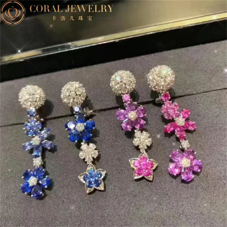 Van Cleef & Arpels VCARP05G00 Folie des Prés earrings White gold Diamond Sapphire 2