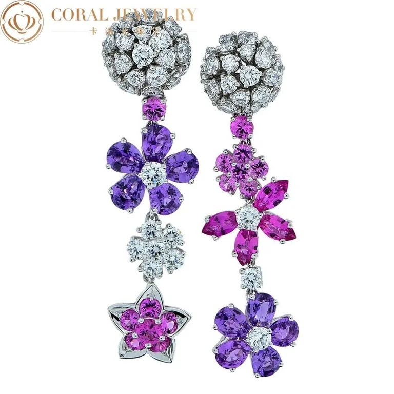 Van Cleef & Arpels VCARP05I00 Folie des Prés earrings White gold Diamond Sapphire 6