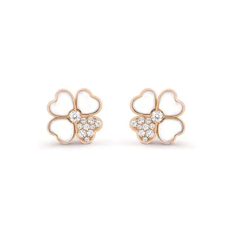 Van Cleef & Arpels VCARO5BX00 Cosmos earrings small model Rose gold Diamond Mother-of-pearl earrings 1