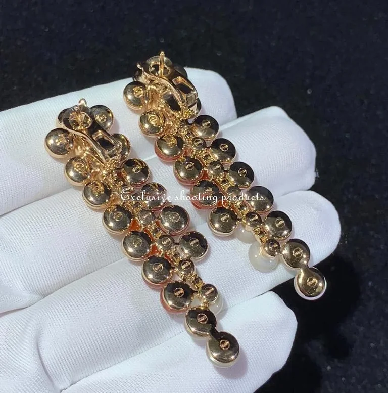 Van Cleef & Arpels VCARO77300 Bouton d?or earrings Rose gold Carnelian Diamond Mother-of-pearl earrings 5