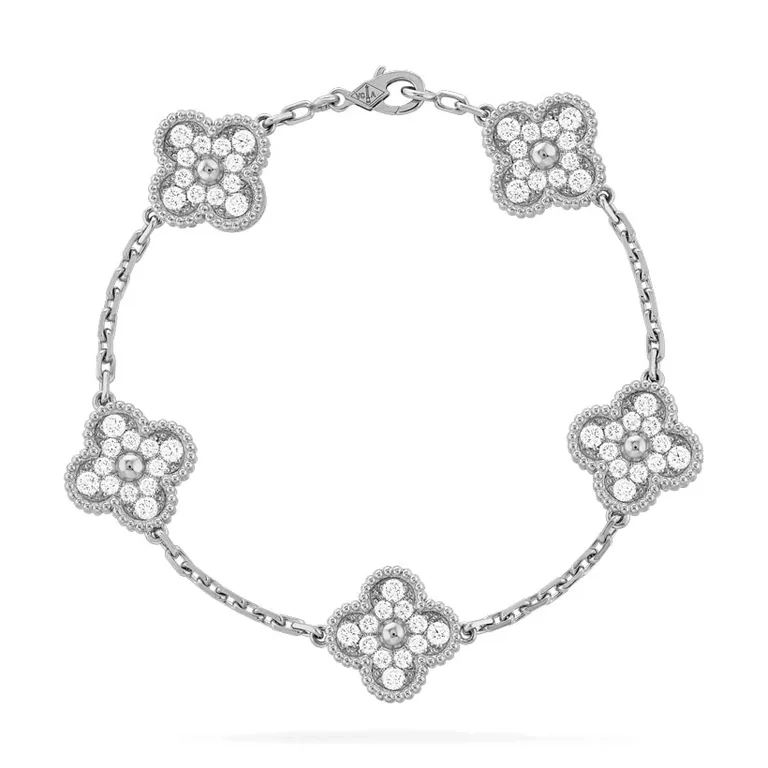 Van Cleef & Arpels VCARA41500 Vintage Alhambra bracelet 5 motifs White gold Diamond bracelet 1