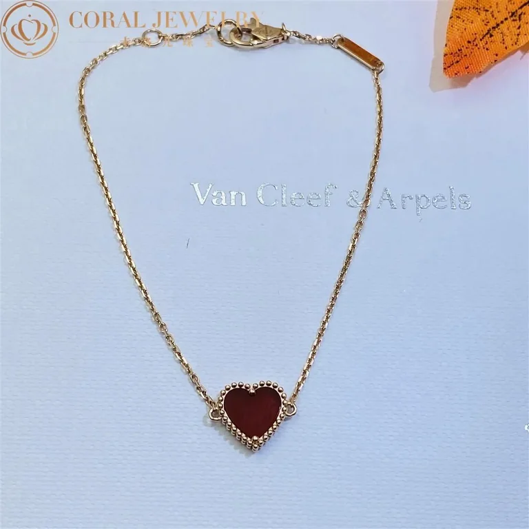 Van Cleef & Arpels VCARN59L00 Sweet Alhambra heart bracelet Rose gold Carnelian bracelet 4