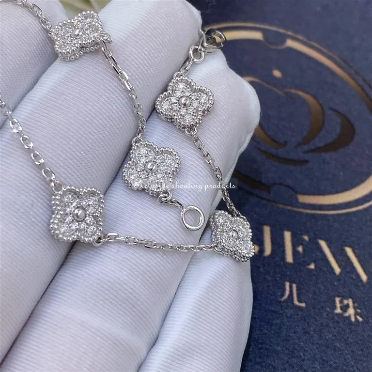 Van Cleef & Arpels VCARO85700 Sweet Alhambra bracelet 6 motifs White gold Diamond bracelet 3
