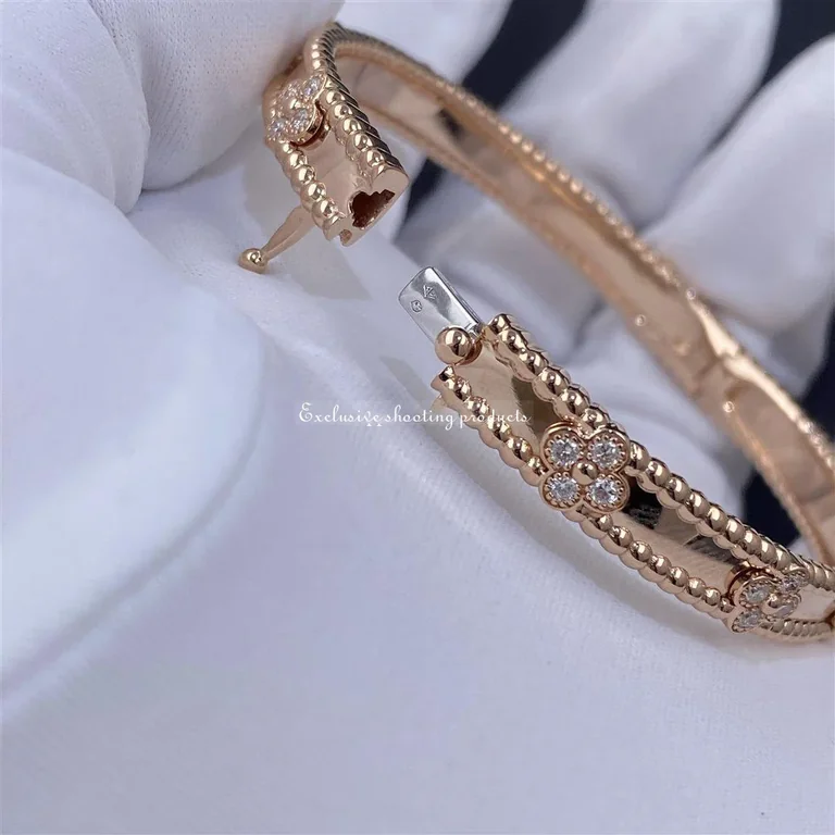 Van Cleef & Arpels VCARP6X200 Perlée sweet clovers bracelet Rose gold Diamond bracelet 5