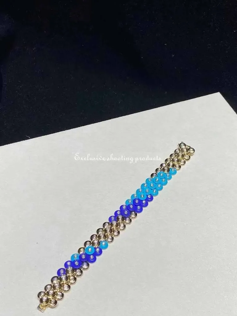 Van Cleef & Arpels VCARP1AL00 Bouton d?or bracelet Yellow gold Diamond Lapis Lazuli Turquoise bracelet 6
