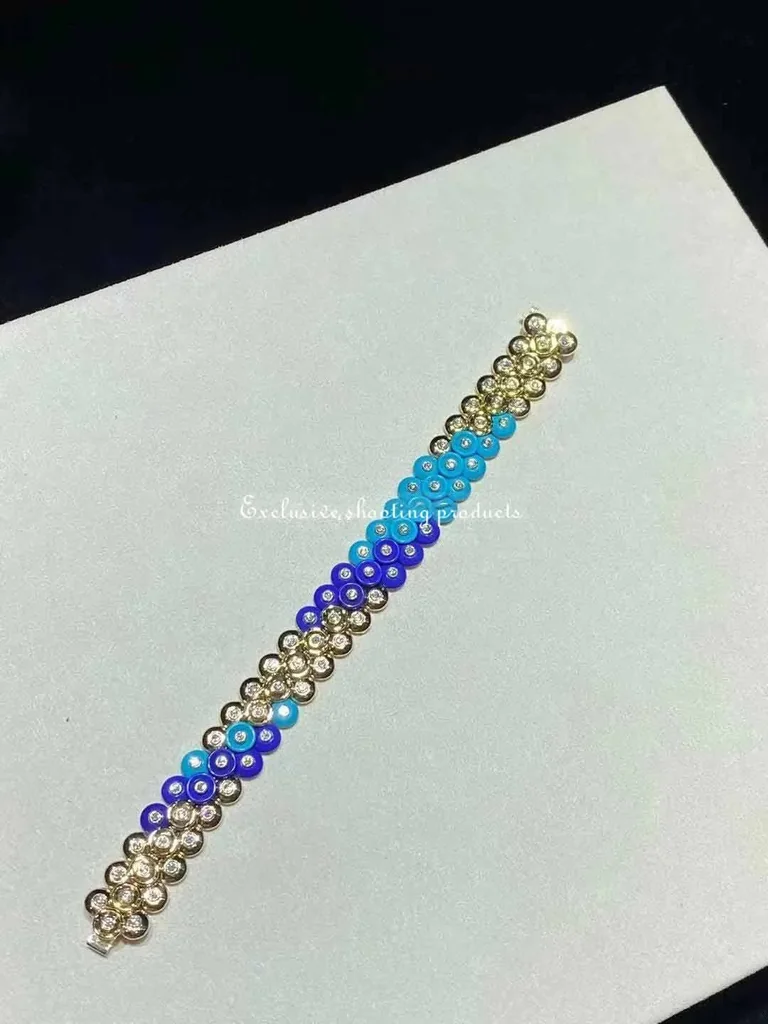 Van Cleef & Arpels VCARP1AL00 Bouton d?or bracelet Yellow gold Diamond Lapis Lazuli Turquoise bracelet 3