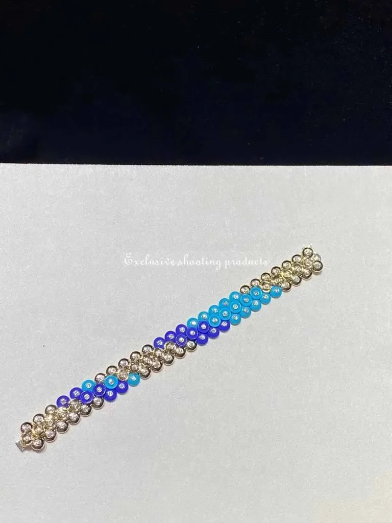 Van Cleef & Arpels VCARP1AL00 Bouton d?or bracelet Yellow gold Diamond Lapis Lazuli Turquoise bracelet 2