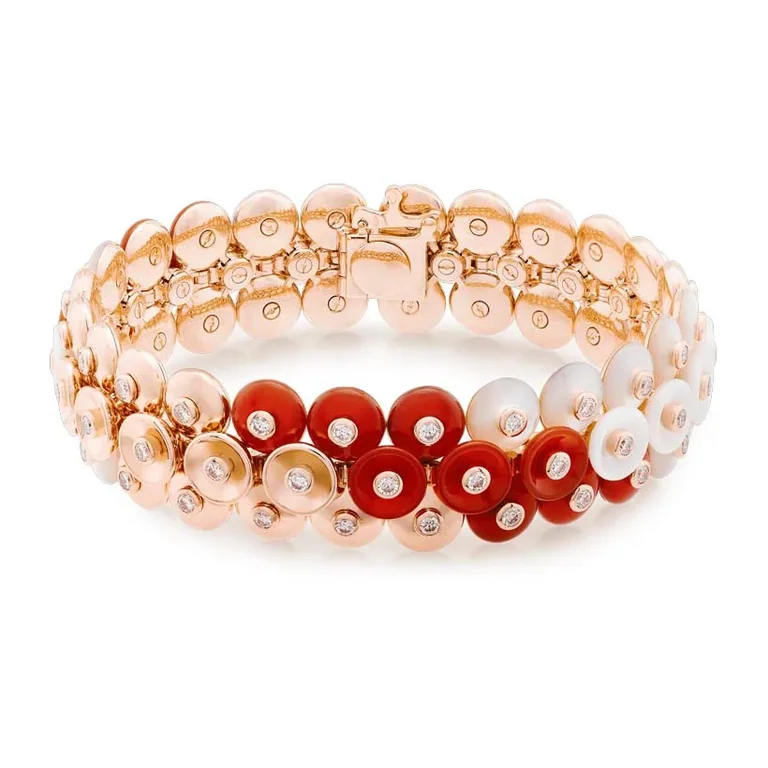 Van Cleef & Arpels VCARP09I00 Bouton d?or bracelet Rose gold Carnelian Diamond Mother-of-pearl bracelet 1