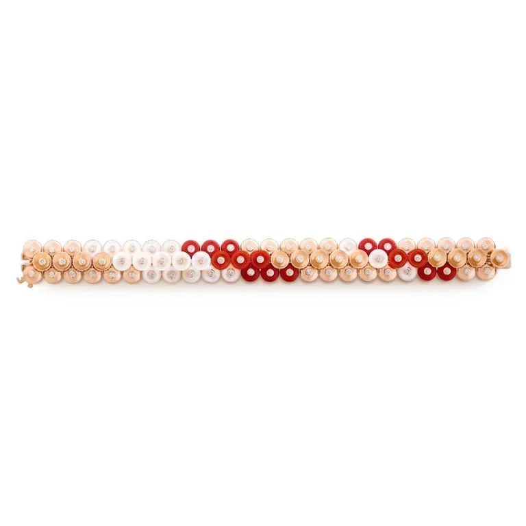 Van Cleef & Arpels VCARP09I00 Bouton d?or bracelet Rose gold Carnelian Diamond Mother-of-pearl bracelet 3