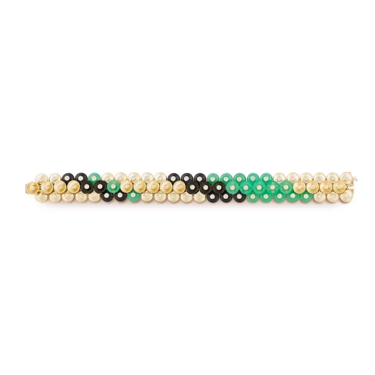 Van Cleef & Arpels VCARO6W300 Bouton d?or bracelet Yellow gold Chrysoprase Diamond Onyx bracelet 5