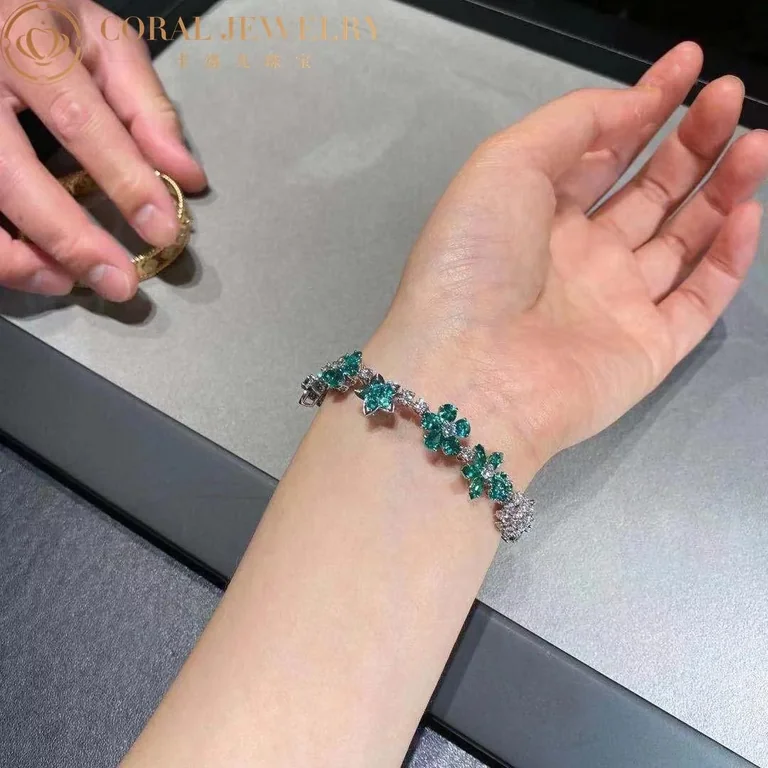 Van Cleef & Arpels VCARP05A00 Folie des Prés bracelet White gold Diamond Emeralds bracelet 2