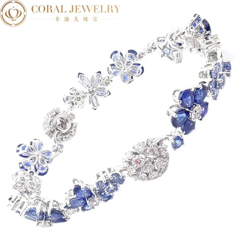 Van Cleef & Arpels VCARP05A00 Folie des Prés bracelet White gold Diamond Sapphire bracelet 5