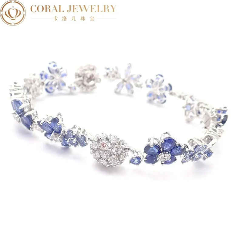 Van Cleef & Arpels VCARP05A00 Folie des Prés bracelet White gold Diamond Sapphire bracelet 4