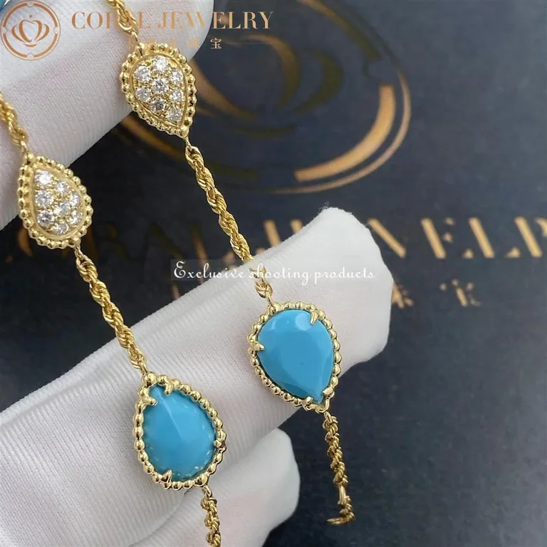 Boucheron Serpent Boheme Yellow Gold Turquoise Diamond Bracelet Jbt00782 Coral 38