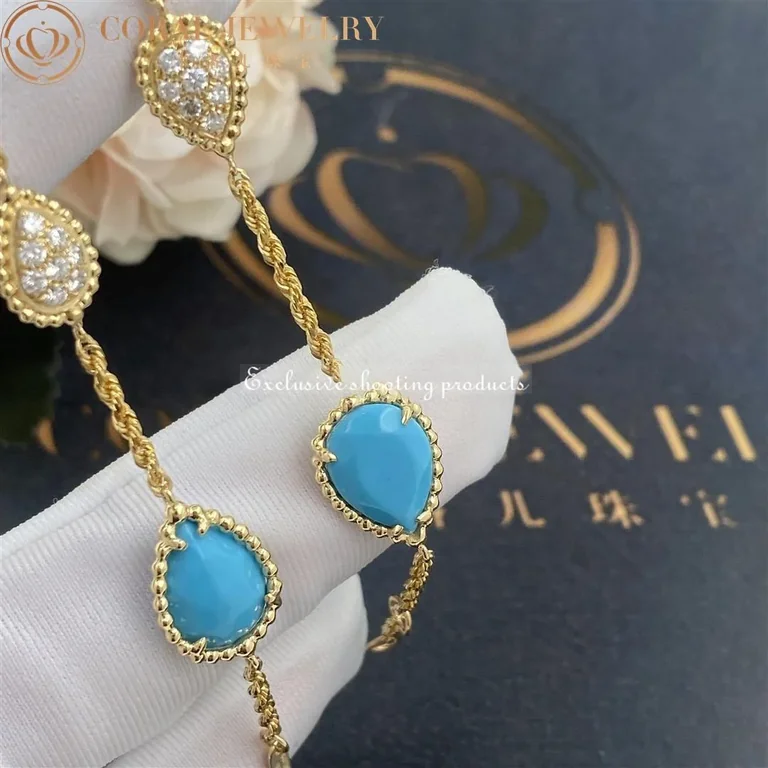 Boucheron Serpent Boheme Yellow Gold Turquoise Diamond Bracelet Jbt00782 Coral 48