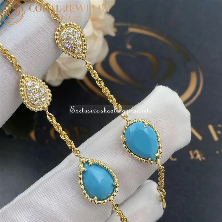 Boucheron Serpent Boheme Yellow Gold Turquoise Diamond Bracelet Jbt00782 Coral 56
