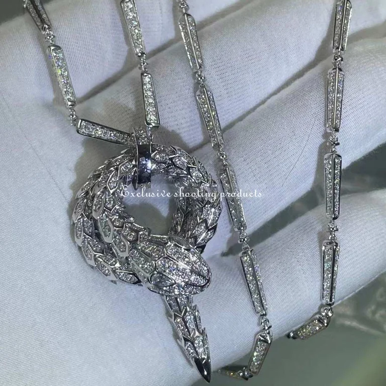 Bulgari Serpenti Viper White Gold Necklace Pave Diamonds 354085 Cl857903 JEWELRY 79