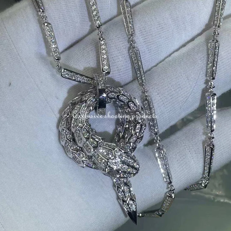 Bulgari Serpenti Viper White Gold Necklace Pave Diamonds 354085 Cl857903 JEWELRY 8