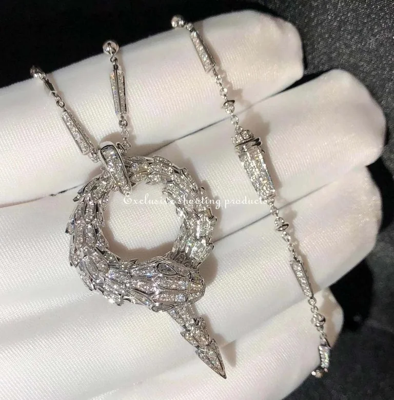 Bulgari Serpenti Viper White Gold Necklace Pave Diamonds 354085 Cl857903 JEWELRY 99