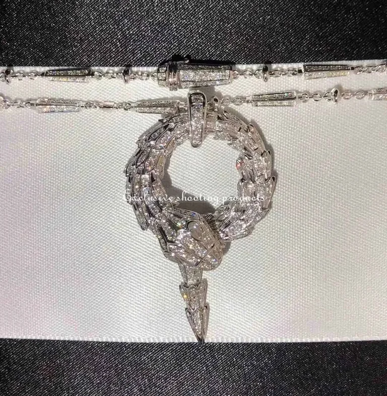 Bulgari Serpenti Viper White Gold Necklace Pave Diamonds 354085 Cl857903 JEWELRY 119