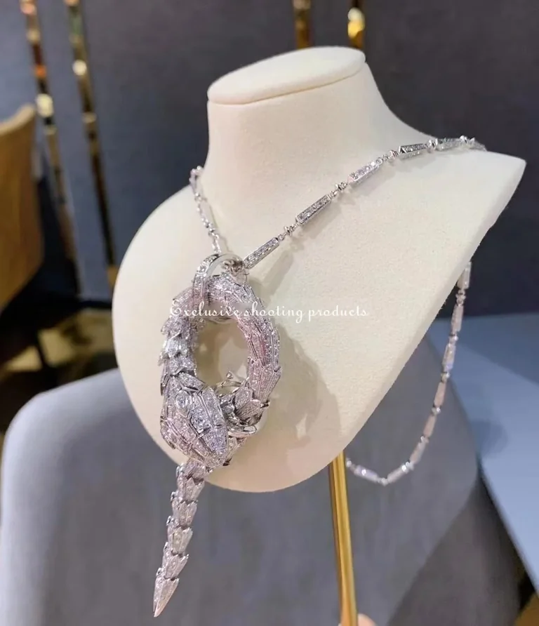 Bulgari Serpenti Viper White Gold Necklace Pave Diamonds 354085 Cl857903 JEWELRY 199