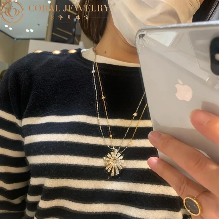 Chanel Soleil De Chanel Transformable Necklace 18k White And Yellow Gold Diamonds J11933 CORAL 18