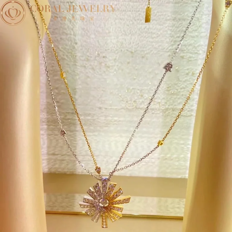 Chanel Soleil De Chanel Transformable Necklace 18k White And Yellow Gold Diamonds J11933 CORAL 28