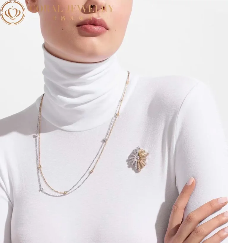 Chanel Soleil De Chanel Transformable Necklace 18k White And Yellow Gold Diamonds J11933 CORAL 38
