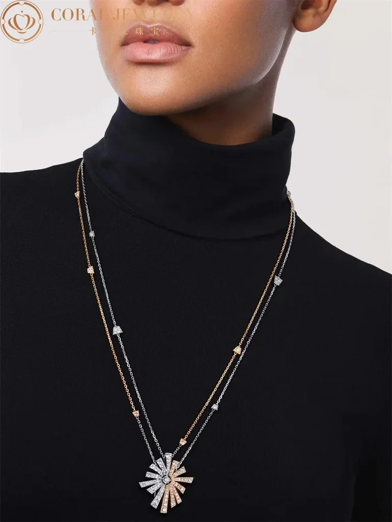 Chanel Soleil De Chanel Transformable Necklace 18k White And Yellow Gold Diamonds J11933 CORAL 58
