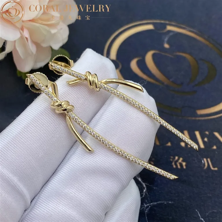 Tiffany Knot Drop Earrings in Yellow Gold with Diamonds Ref : 68887682