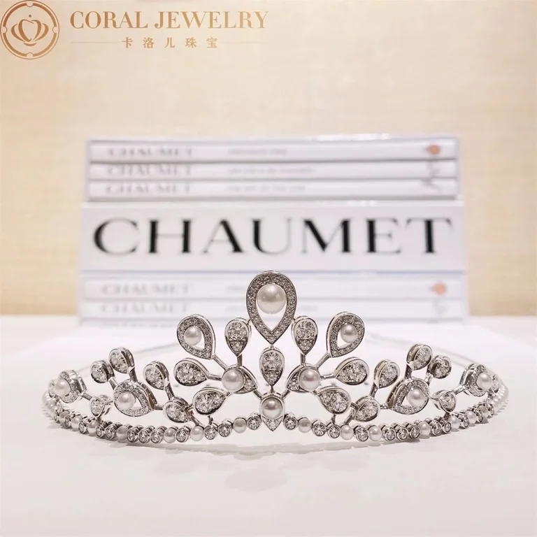 Chaumet Joséphine Aigrette Impériale Tiara White Gold, Pearls, Diamonds 083597