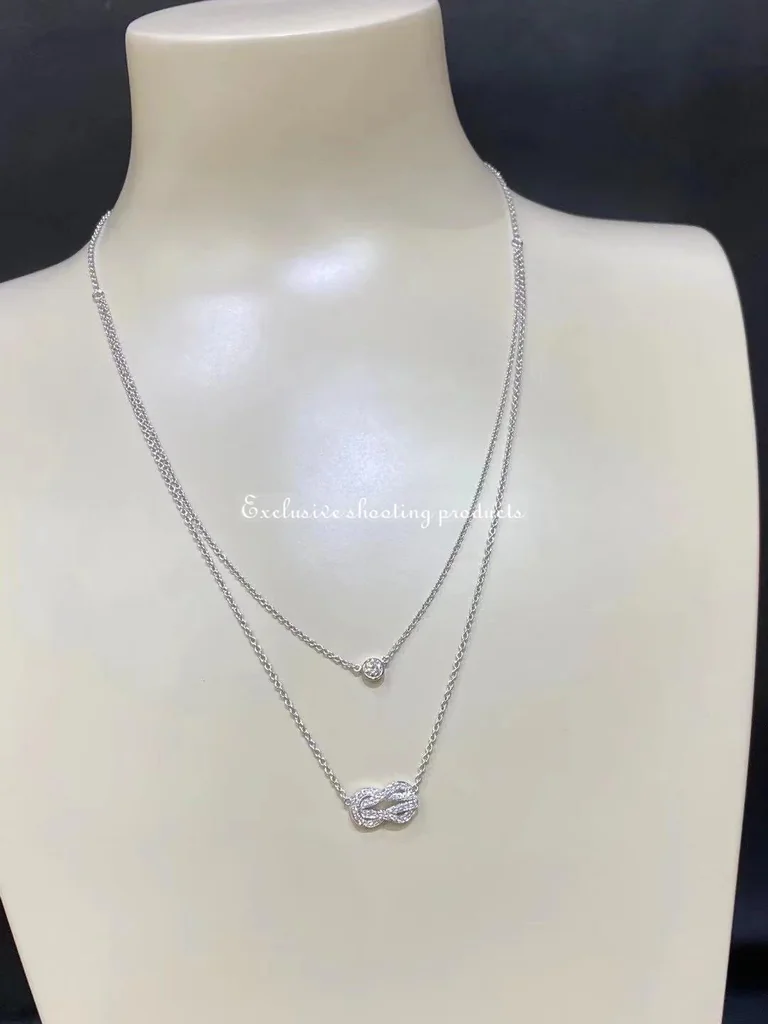 Fred Chance Infinie Double Chain Medium Model Necklace In White Gold Paved With Diamonds Ref 7b0226 Coral 12