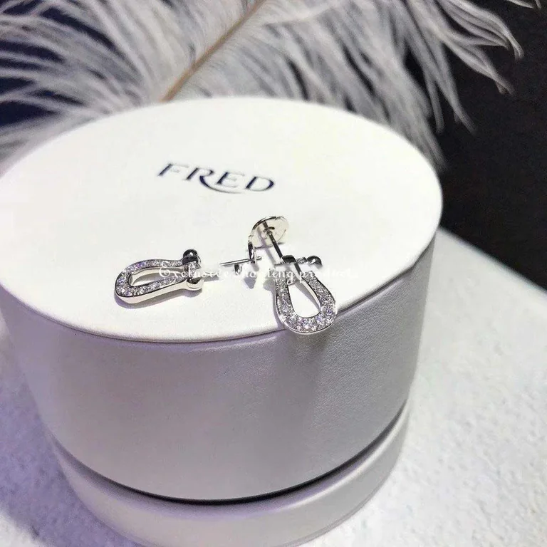 Fred Force 10 Medium Model Earrings In White Gold And Diamonds Ref 8b0234 Coral 28