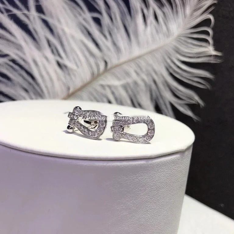 Fred Force 10 Medium Model Earrings In White Gold And Diamonds Ref 8b0234 Coral 68