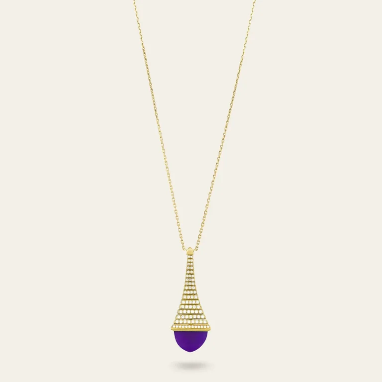 Marli Cleo Rev Diamond Pendant In Yellow Gold Set With Amethyst Cleo N29 Coral 56
