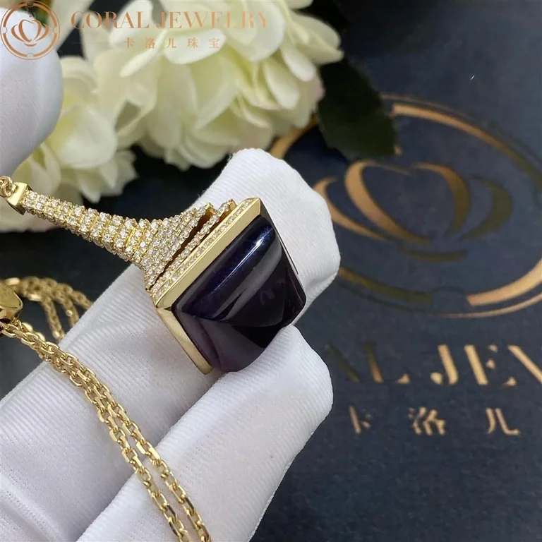 Marli Cleo Rev Diamond Pendant In Yellow Gold Set With Amethyst Cleo N29 Coral 38