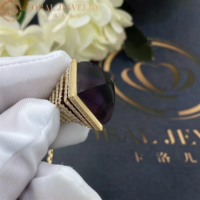 Marli Cleo Rev Diamond Pendant In Yellow Gold Set With Amethyst Cleo N29 Coral 46