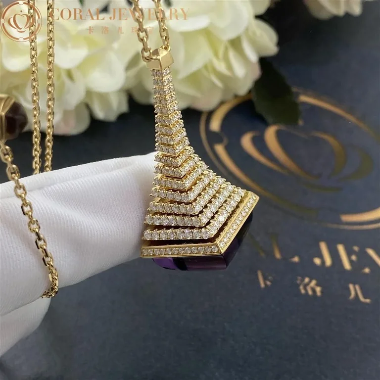 Marli Cleo Rev Diamond Pendant In Yellow Gold Set With Amethyst Cleo N29 Coral 68