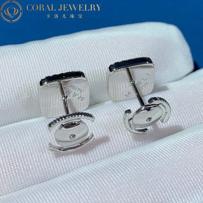 Marli Cleo Full Diamond Pyramid Stud Earrings In White Gold Cleo E8 Coral 22