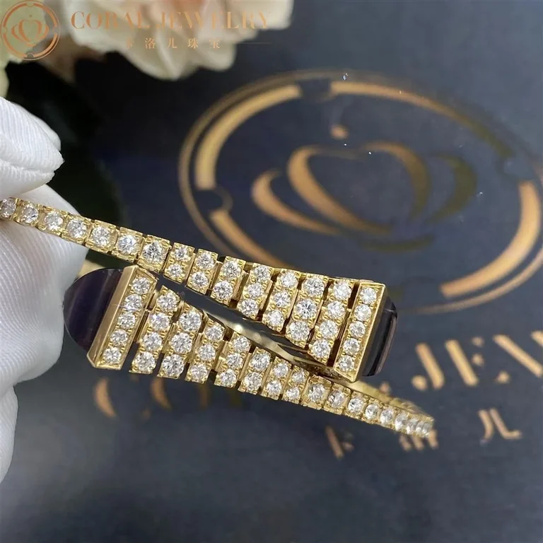 Marli Cleo Rev Diamond Slim Slip On Bracelet In Yellow Gold Set With Amethyst Cleo B27 Coral 69
