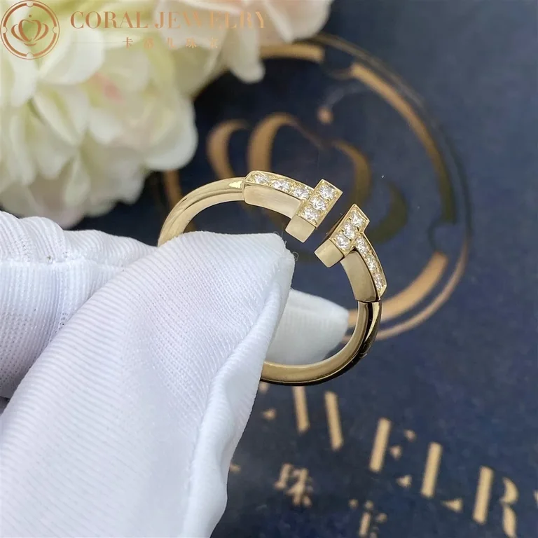 Tiffany T Diamond Wire Ring In 18k Gold Coral 22