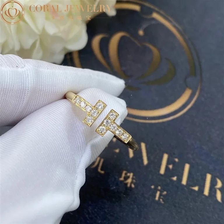 Tiffany T Diamond Wire Ring In 18k Gold Coral 33